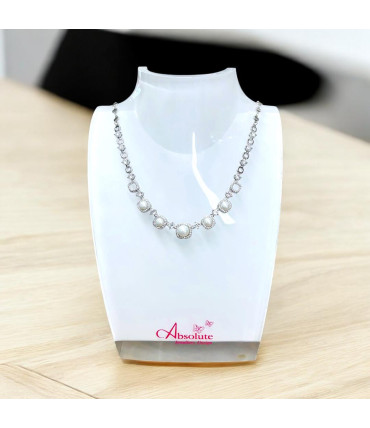 Pearl & Crystal Silver Colour Necklace by Absolute - N2002SL